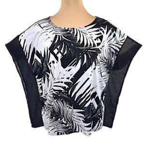 Chico's Easywear Poncho Top Size 2 (12) Lightweight Black & White